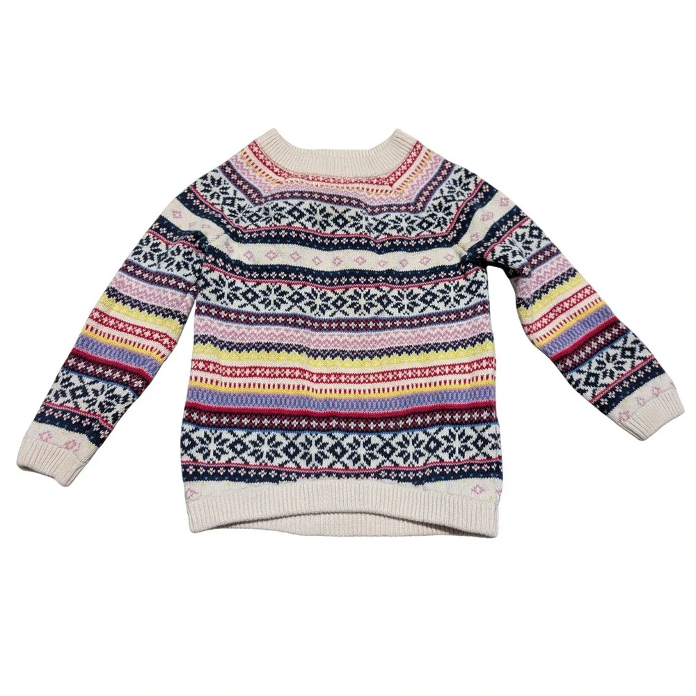 Old Navy Toddler Girls 4T Fair Isle Multi Color Cotton‎ Knit Sweater Pullover